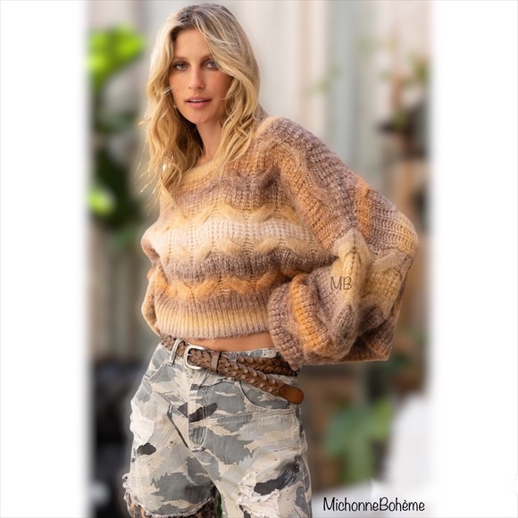 POL Pumpkin Chai Balloon Sleeve Sweater L - Picture 5 of 13